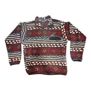 Patagonia Synchilla Sweater Men's Small Saltillo Cinder Red White Snap T Fleece